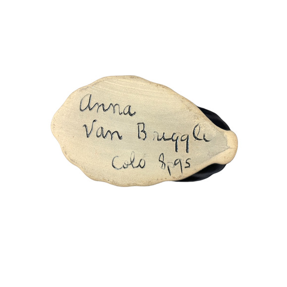 Vintage Anna Van Briggle Blue Drip Hi Fire Glaze Cornucopia Vases Set of 2 - Picture 7 of 8